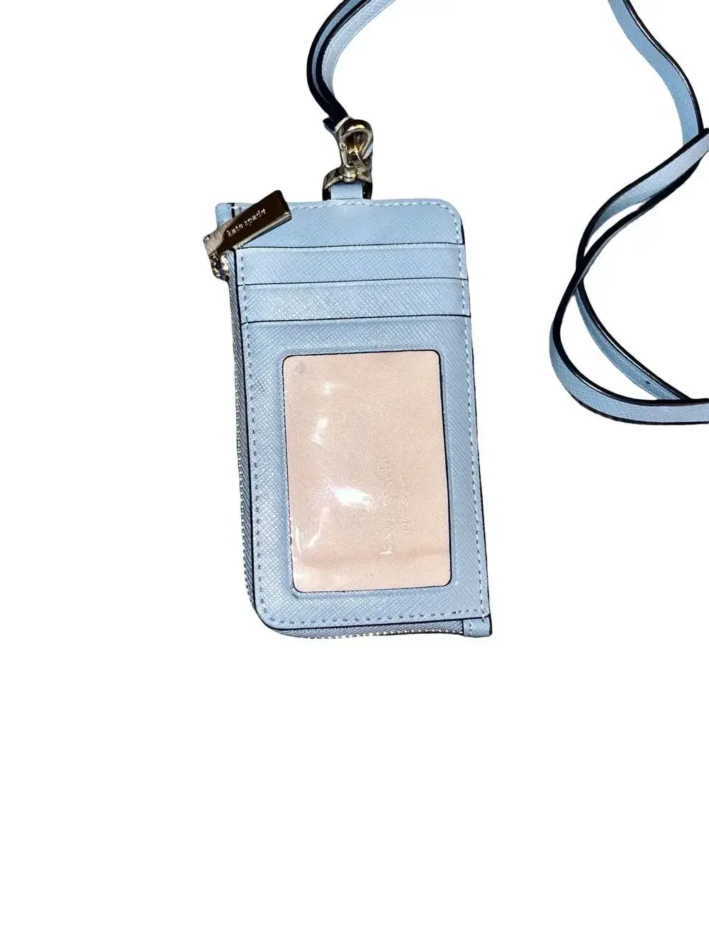 Kate Spade Madison Saffiano Leather Card Case Lanyard in Blue Glow